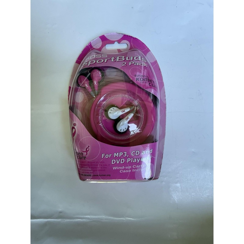 Koss SportsBuds 2 Pack Earbuds/Headphones breast cancer awareness pink